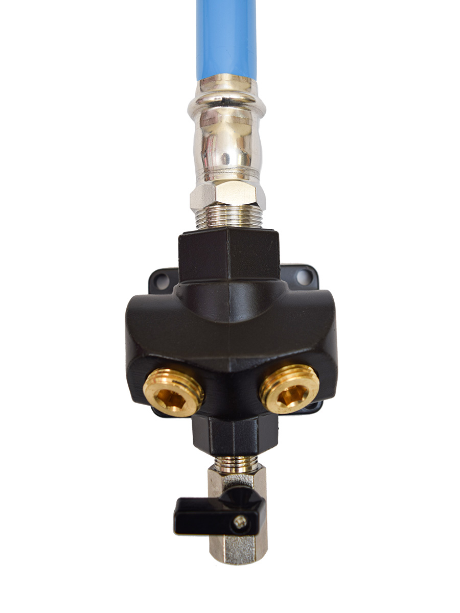 1" MULTI PORT WALL OUTLET W/SHUTOFF, 1/2" NPT (4X)  COMPRESSED PIPE